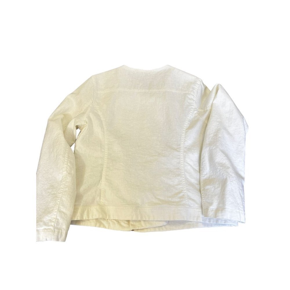 Marc New York Women Short Peacoat White Linen Gold Zipper Size XL - Picture 9 of 10